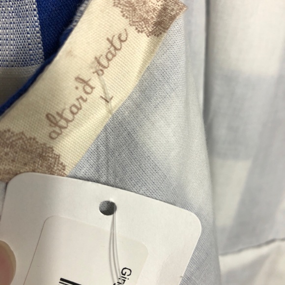 Altar’d State Gingham Linen Blend Dress Blue L - Picture 6 of 7